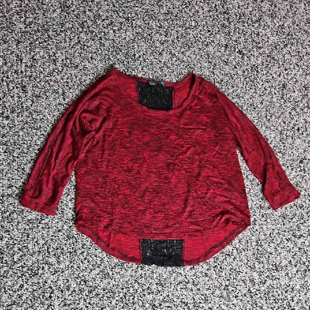 Red and Black Lace Top